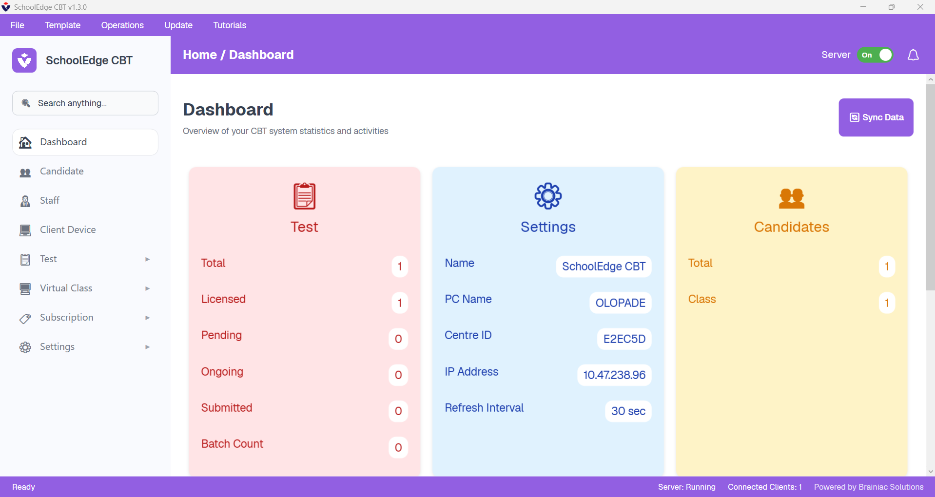 SchoolEdge CBT Admin dashboard